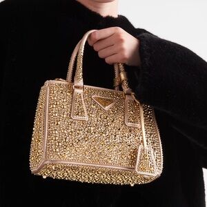Prada Galleria mini satin bag with crystals